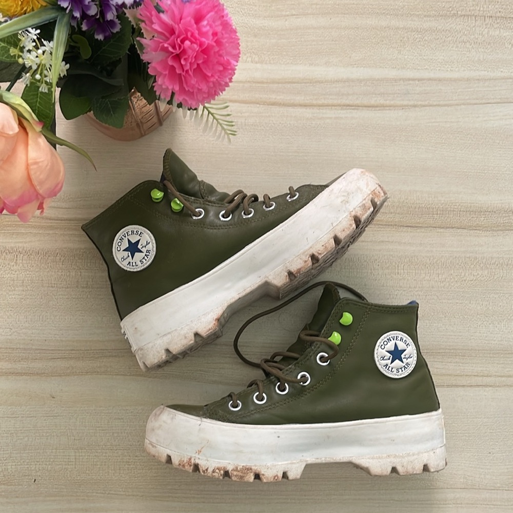 Converse leather lug sole high top sneaker